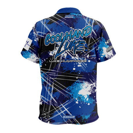 Red Dragon Luke Humphries World Champion Dart Shirt rear view image showing the back design and player branding