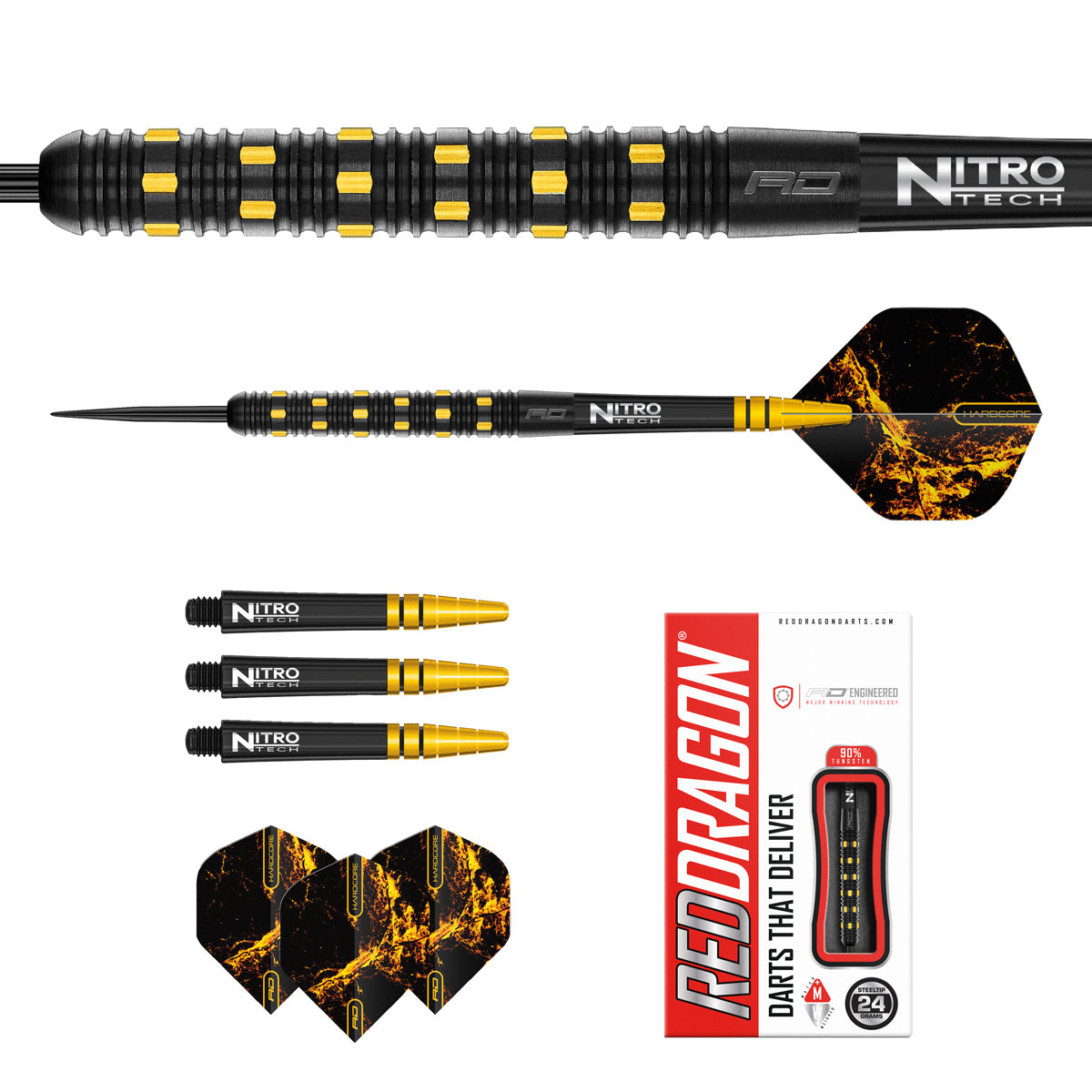 Contents of the Nirvana darts box including flights, shafts and accessories