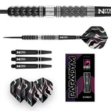 Paradym Tapered Steel Tip Darts image displaying everything included inside the box
