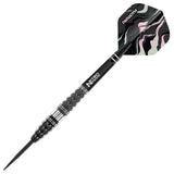 Paradym Torpedo Steel Tip Darts close up image highlighting the barrel grip texture, coating, machining, and design details