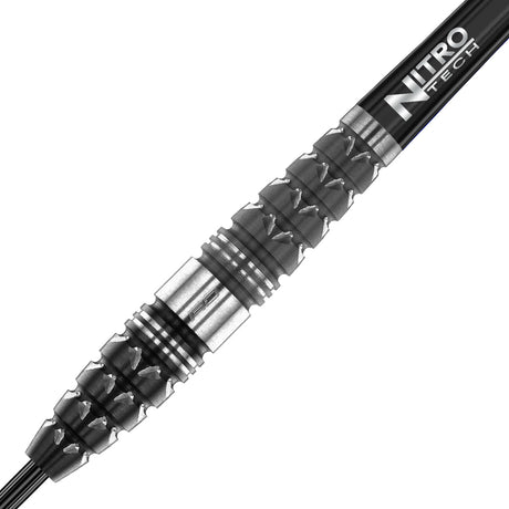 Paradym Torpedo Steel Tip Darts zoomed image highlighting the barrel grip, machining, coating, and surface detail