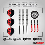 Red Dragon Penetrator 4 Steel Tip Darts image displaying everything included inside the box
