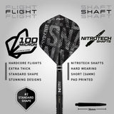 Red Dragon Peter Wright Black Mamba Steel Tip Darts image displaying the included flight and shaft configuration