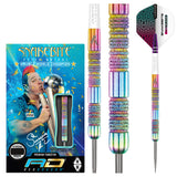 Peter Wright Diamond Fusion Spectron SE Steel Tip Darts main product image showing the darts, packaging, flights, shafts, and included accessories