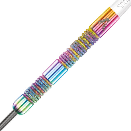 Peter Wright Diamond Fusion Spectron SE Steel Tip Darts zoomed image highlighting the barrel grip, machining, coating, and surface detail