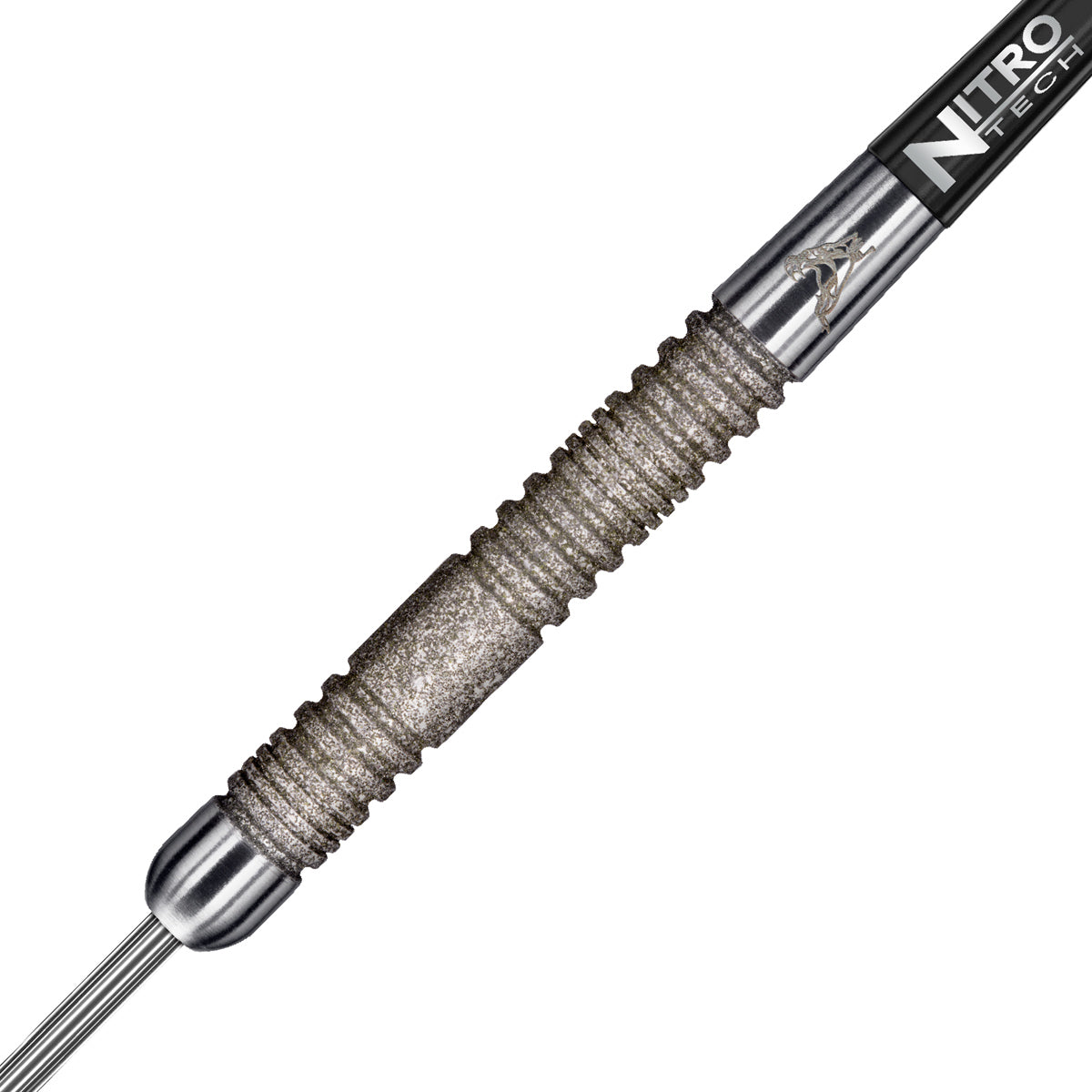 Close up view of the Peter Wright Euro 11 Element barrel grip and precision machining