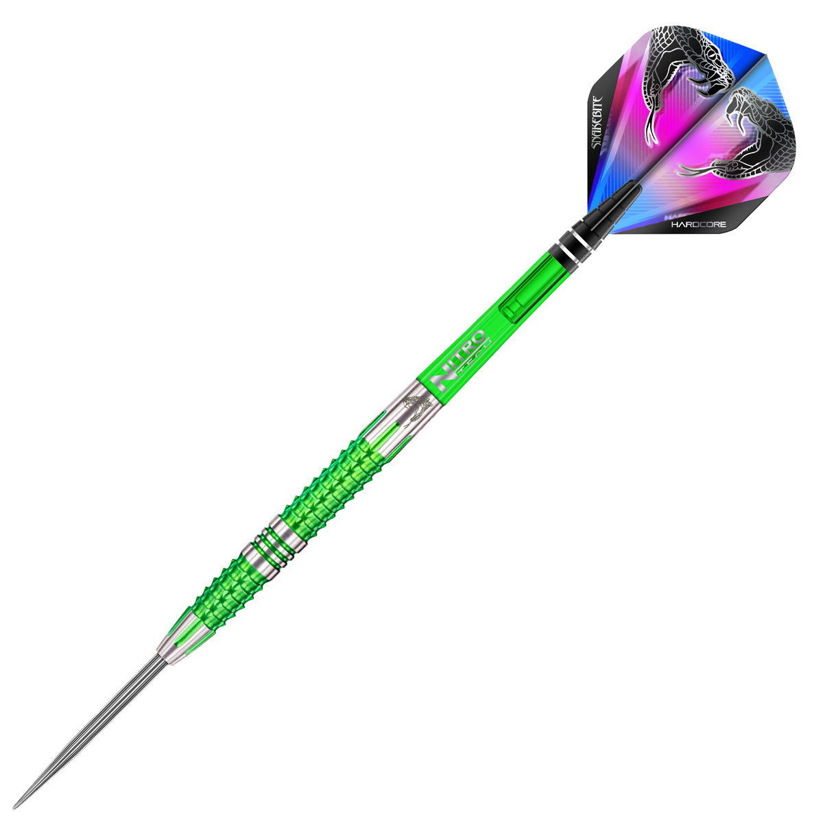 Detailed angle highlighting the Peter Wright Mamba 2 barrel design and grip pattern