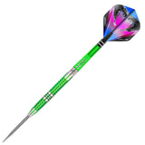Detailed angle highlighting the Peter Wright Mamba 2 barrel design and grip pattern