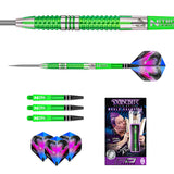 Contents of the Peter Wright Mamba 2 darts box including flights, shafts and accessories