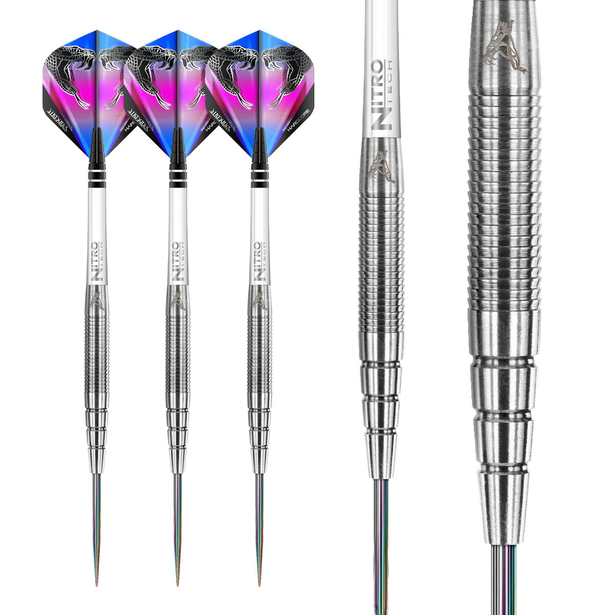 Multiple angle view of the Peter Wright PL15 dart barrel profile and design