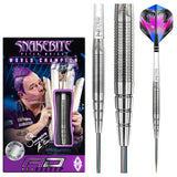 Peter Wright PL15 Steel Tip Darts product image showing the complete dart set, packaging and accessories