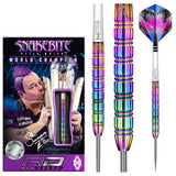 Peter Wright Snakebite 1 Steel Tip Darts product image showing the complete dart set, packaging and accessories