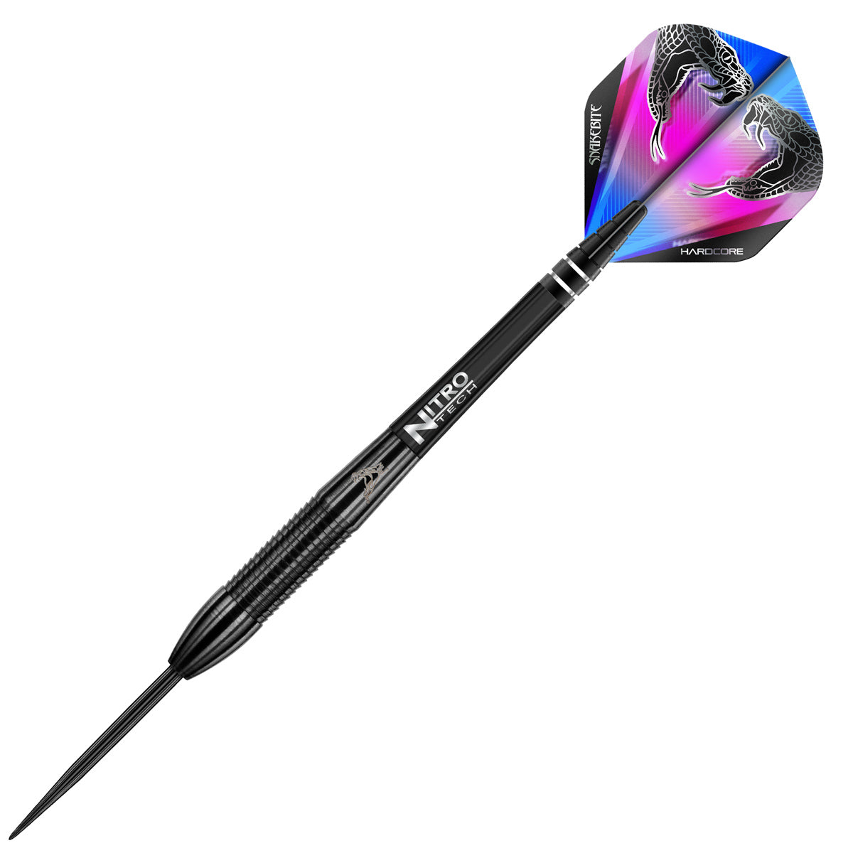 Close up view of the Peter Wright Snakebite 3 Black barrel grip and precision machining