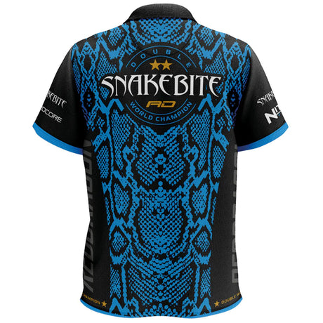 Red Dragon Peter Wright Snakebite Double World Champion Tour Polo rear view image showing the back design and player branding