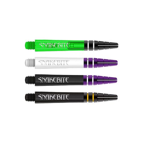 Peter Wright Snakebite Logo Nitrotech Dart Stems main product image showing the stems, packaging, and included contents