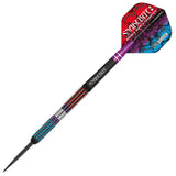 Detailed angle highlighting the Peter Wright Spirit barrel design and grip pattern