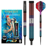 Peter Wright Spirit Steel Tip Darts product image showing the complete dart set, packaging and accessories