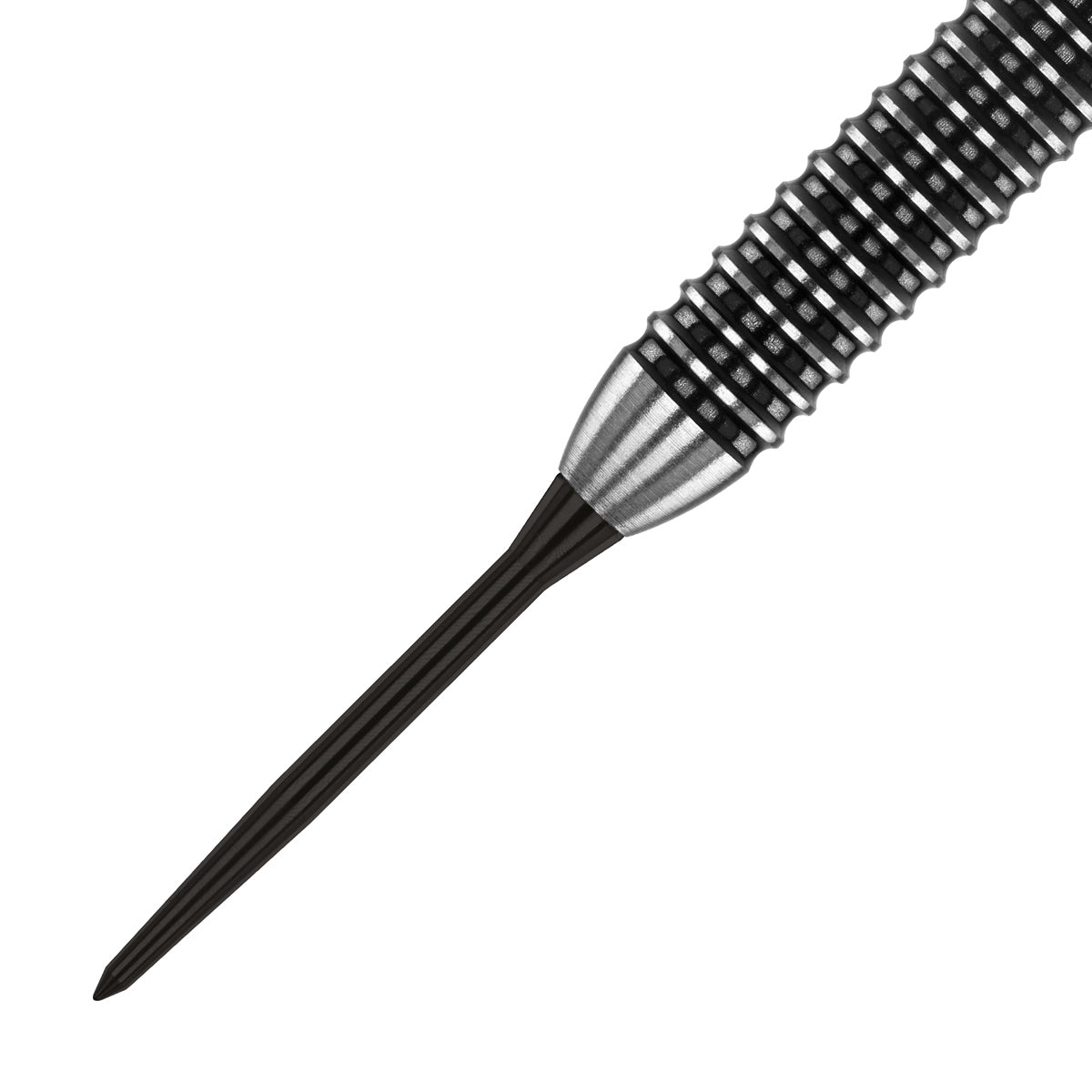 Red Dragon Raptor Plain Dart Point Black close up image highlighting the point texture and machining