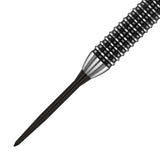 Red Dragon Raptor Plain Dart Point Black close up image highlighting the point texture and machining