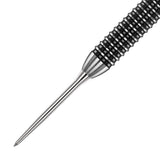 Red Dragon Raptor Plain Dart Point Silver close up image highlighting the point texture and machining