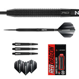Contents of the Razor Edge Black darts box including flights, shafts and accessories