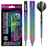 Razor Edge Spectron Steel Tip Darts product image showing the complete dart set, packaging and accessories