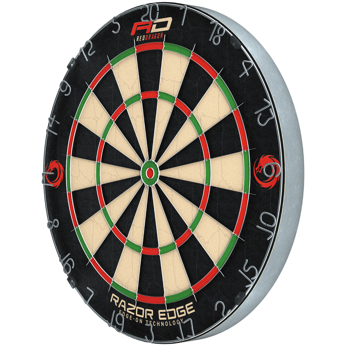 Red Dragon Razoredge Dartboard alternate product image showing the dartboard and product contents