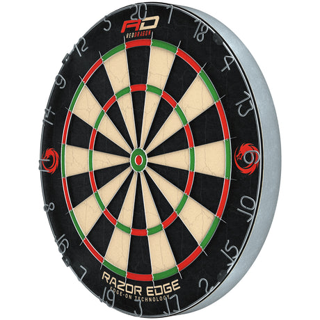 Red Dragon Razoredge Dartboard alternate product image showing the dartboard and product contents