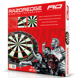 Red Dragon Razoredge Dartboard outer box rear image showing the retail packaging and branding
