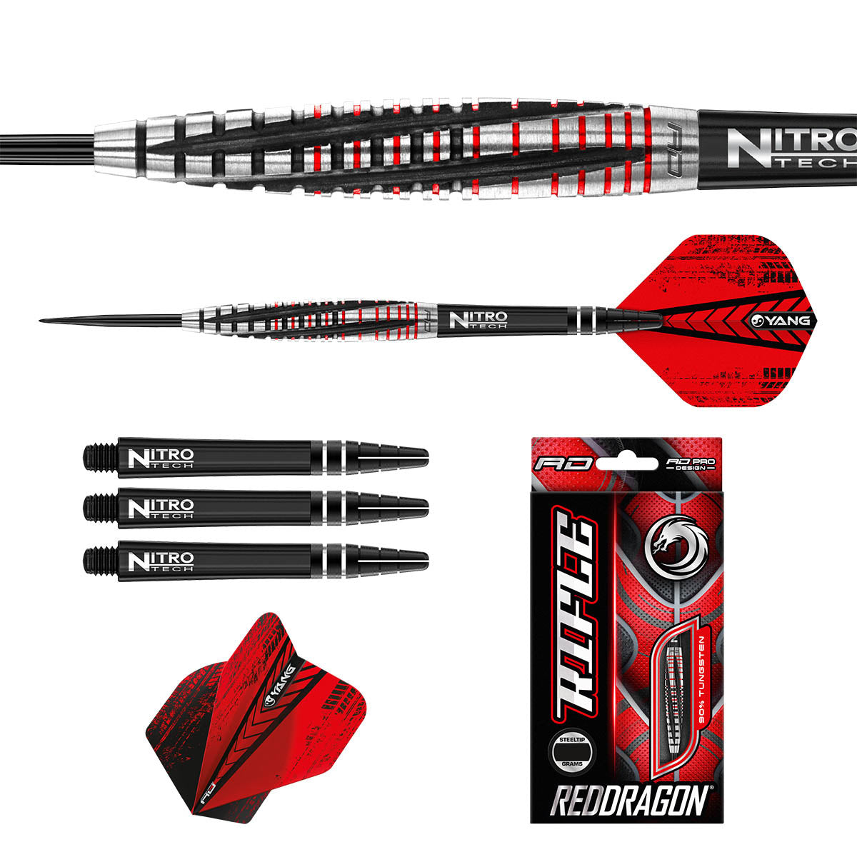 Rifle Steel Tip Darts image displaying everything included inside the box