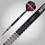 Red Dragon Rob Owen Steel Tip Darts close up image highlighting the barrel grip texture, coating, machining, and design details