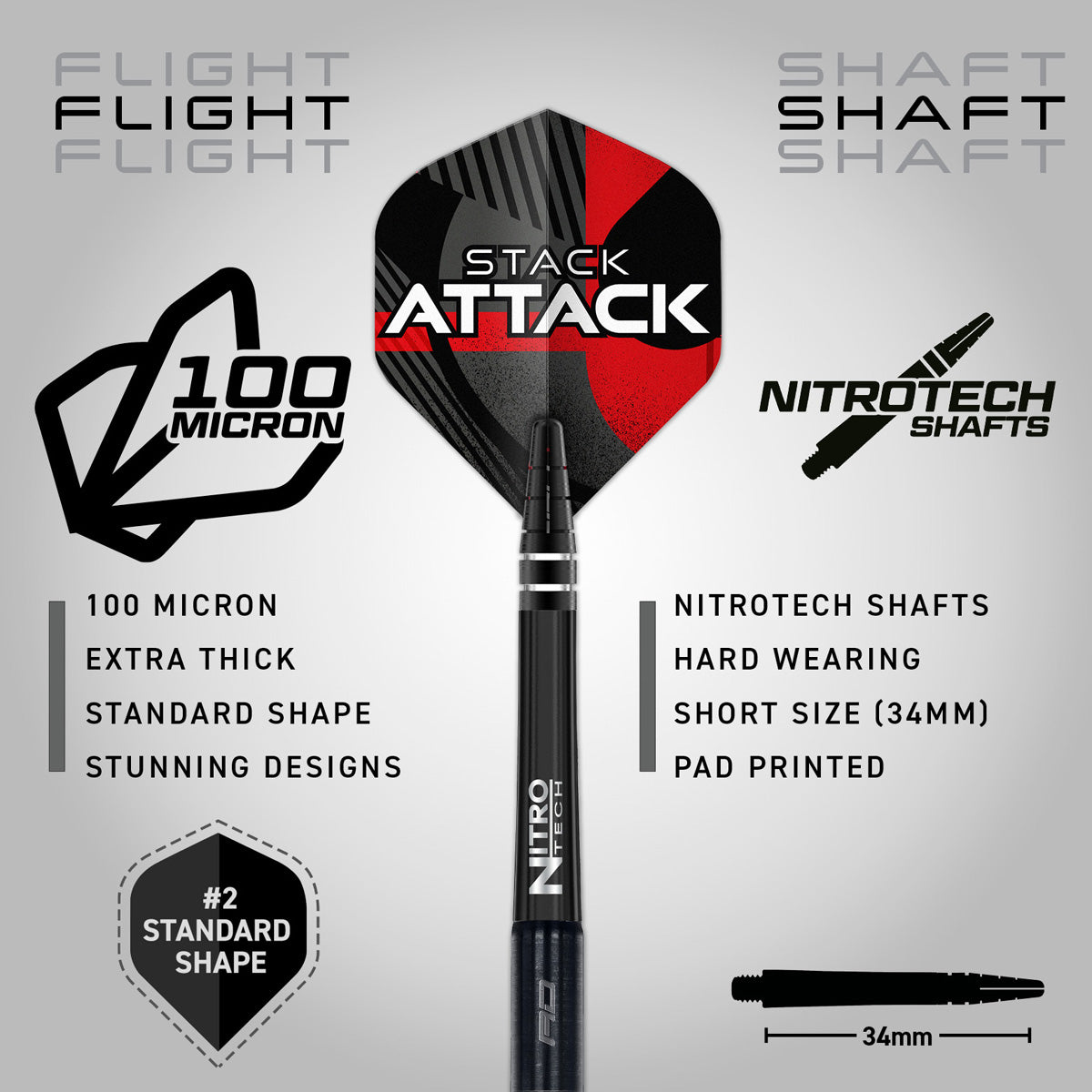 Red Dragon Rob Owen Steel Tip Darts image displaying the included flight and shaft configuration