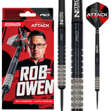 Red Dragon Rob Owen Steel Tip Darts main product image showing the darts, packaging, flights, shafts, and included accessories