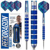 Robert Thornton Seniors World Champion Cobalt SE Steel Tip Darts product image showing the complete dart set, packaging and accessories