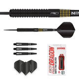 Contents of the Seiya Asakura darts box including flights, shafts and accessories
