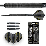 Seren 1 Onyx Steel Tip Darts image displaying everything included inside the box