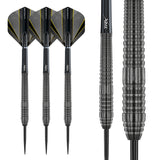Seren 2 Onyx Steel Tip Darts complete dart overview image showing the full barrel profile and design from multiple angles