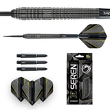 Seren 2 Onyx Steel Tip Darts image displaying everything included inside the box