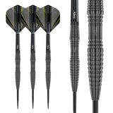 Seren 3 Onyx Steel Tip Darts complete dart overview image showing the full barrel profile and design from multiple angles