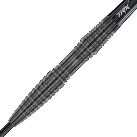 Seren 3 Onyx Steel Tip Darts zoomed image highlighting the barrel grip, machining, coating, and surface detail
