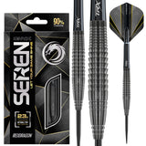 Seren 4 Onyx Steel Tip Darts main product image showing the darts, packaging, flights, shafts, and included accessories