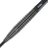 Seren 4 Onyx Steel Tip Darts zoomed image highlighting the barrel grip, machining, coating, and surface detail