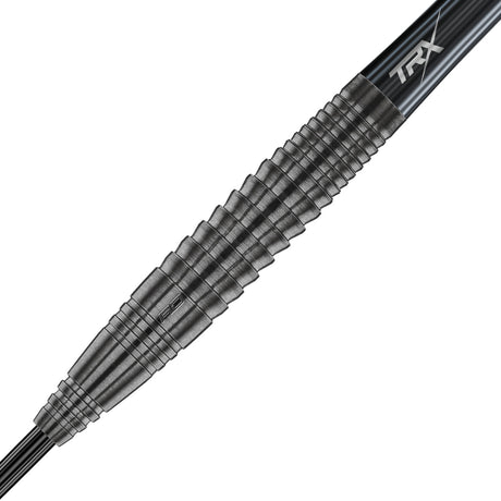 Seren 4 Onyx Steel Tip Darts zoomed image highlighting the barrel grip, machining, coating, and surface detail