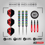 Red Dragon Shockwaves Steel Tip Darts image displaying everything included inside the box
