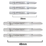 Snakebite Signature Logo Polycarbonate Dart Stems Clear main product image showing the stems, packaging, and included contents