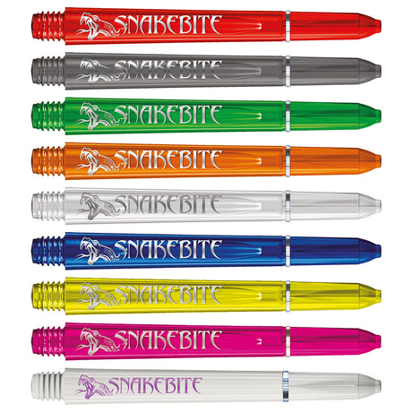 Snakebite Signature Logo Polycarbonate Dart Stems main product image showing the stems, packaging, and included contents
