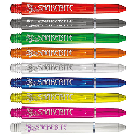 Snakebite Signature Logo Polycarbonate Dart Stems main product image showing the stems, packaging, and included contents