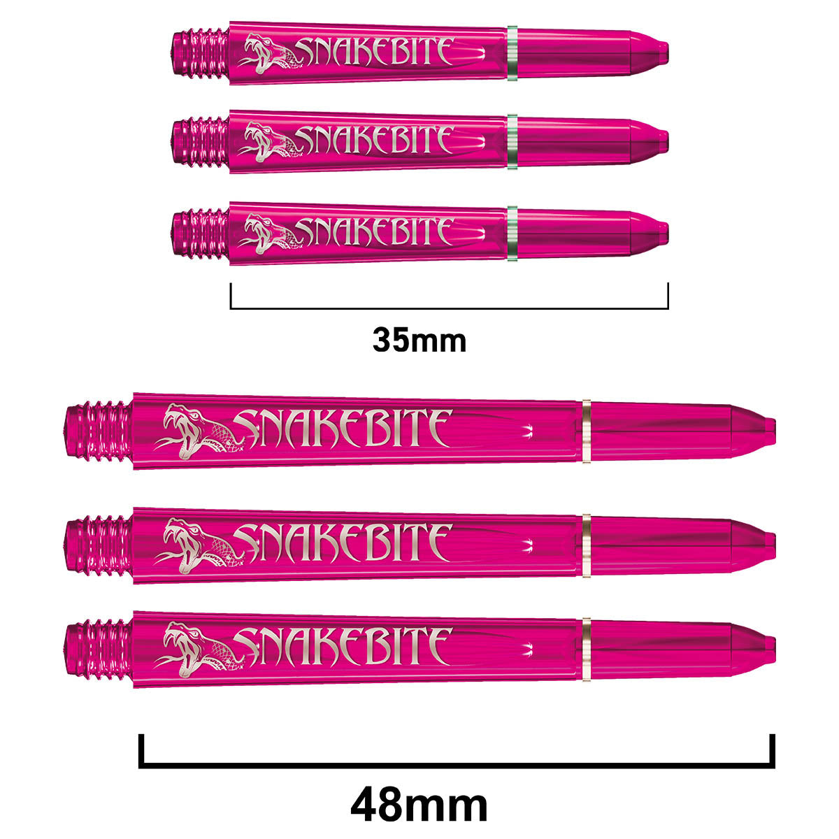 Snakebite Signature Logo Polycarbonate Dart Stems Pink main product image showing the stems, packaging, and included contents