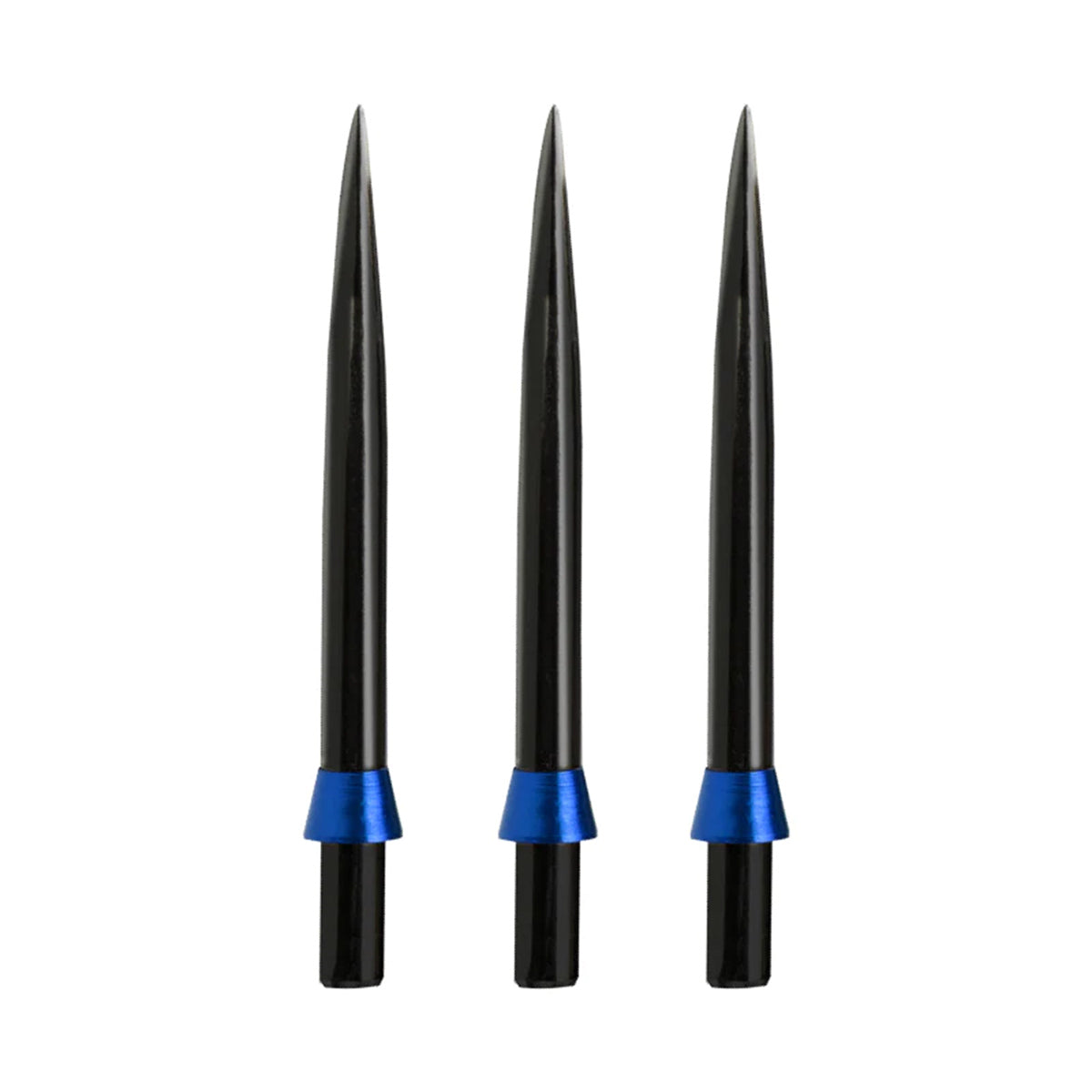 Red Dragon Specialist Black Dart Points with Trident Blue alternative angle showing the point profile and finish
