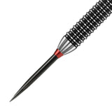 Red Dragon Specialist Black Dart Points with Trident Red close up image highlighting the point texture and machining